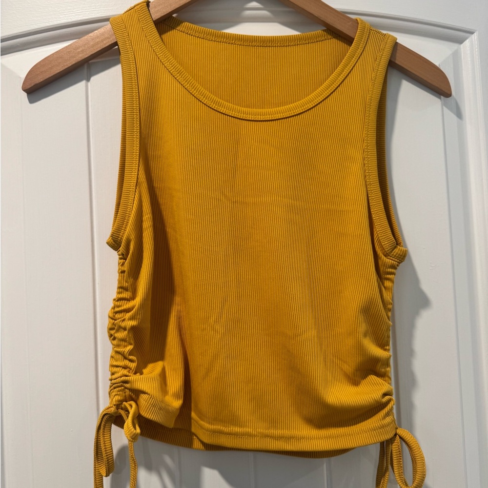 SHEIN Mustard Ruched Side Tank Top